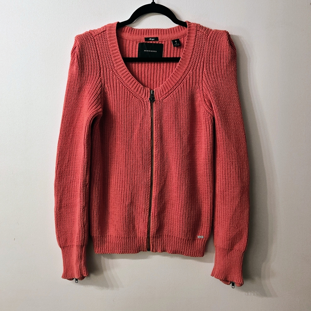 Maison Scotch Coral Knit Zip Up Sweater